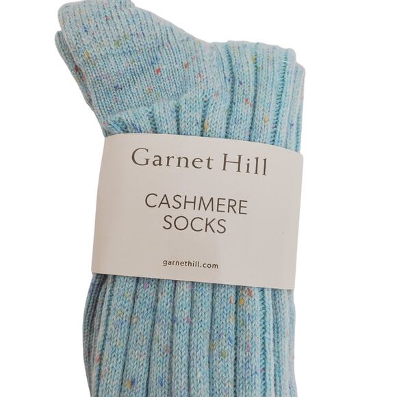Soft Ribbed 82% Cashmere Ankle Socks Sz 9-11 Warm Cozy Garnet Hill Aqua Sprinkle - Picture 5 of 8